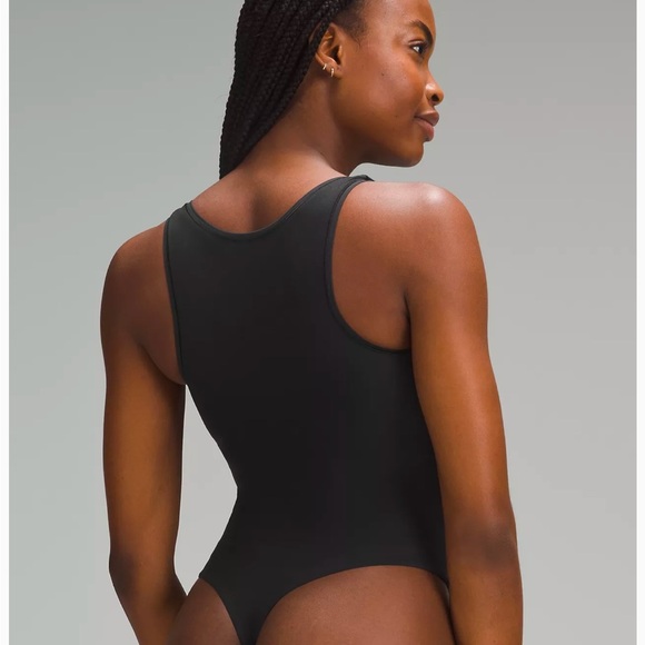 Lululemon Wundermost Ultra-Soft Nulu Square-Neck Sleeveless Bodysuit Black Med - Picture 2 of 5